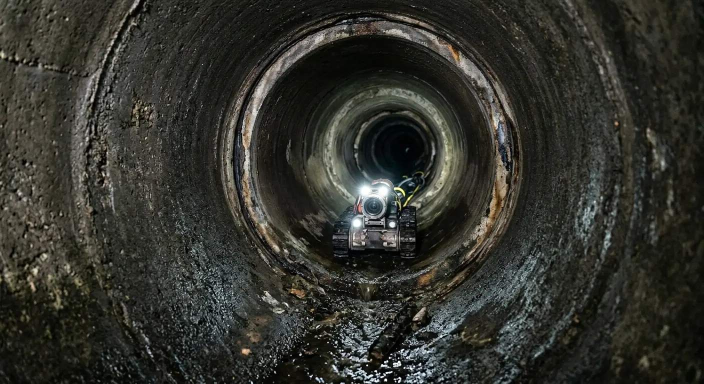 Robotic sewer camera inspecting pipe interior for Sewer Line Cleaning in Paducah
